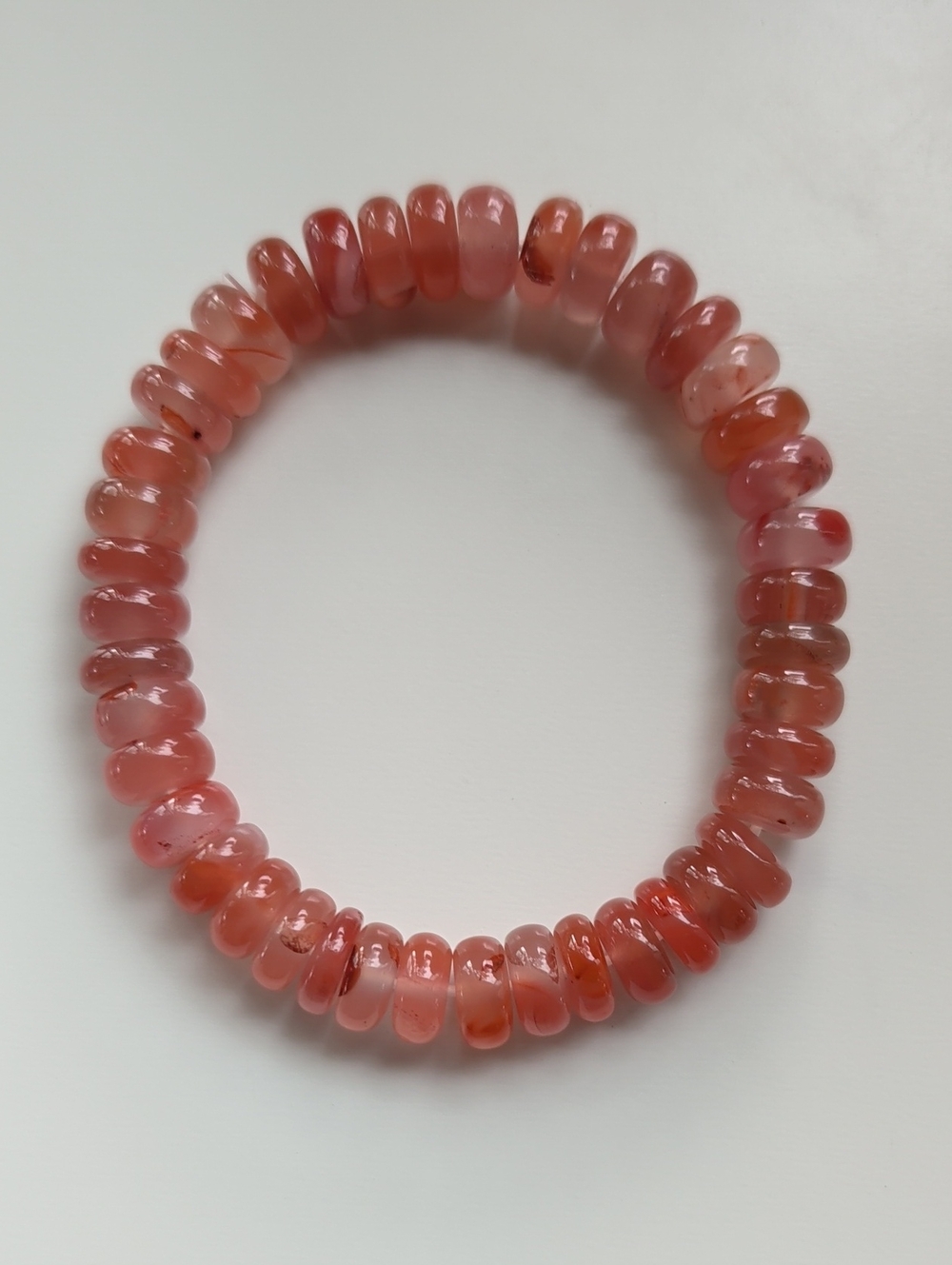 Strawberry Quartz Stretch Bracelet, Size 7.25